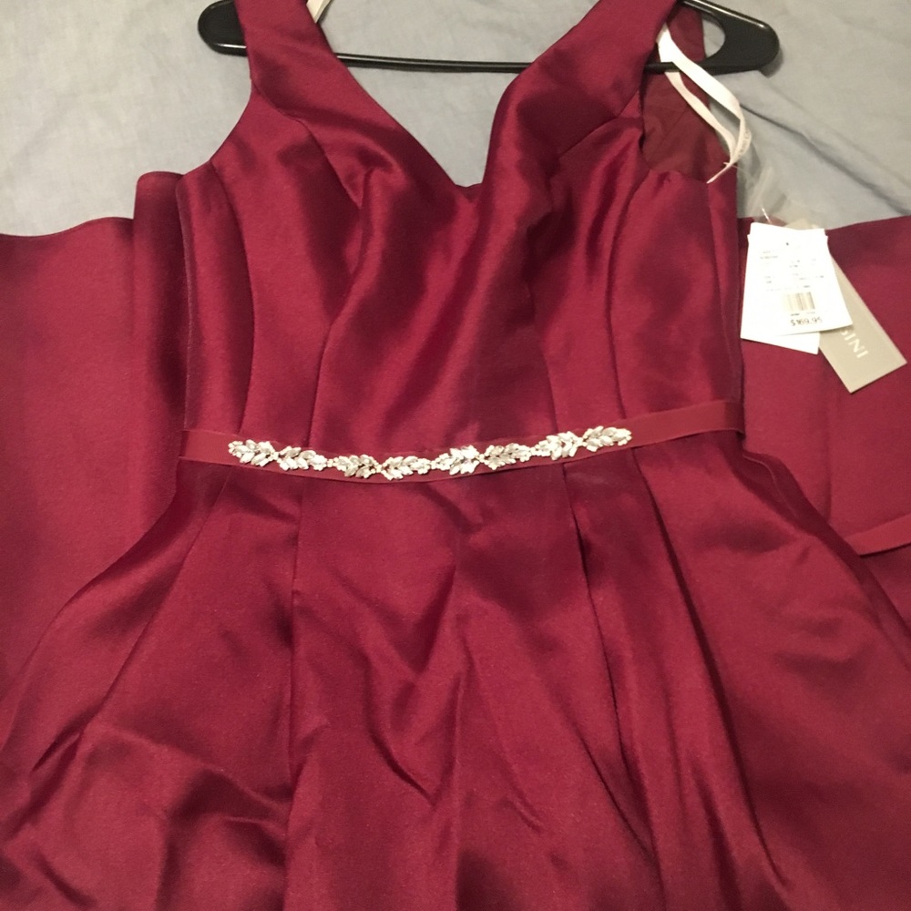 Oleg Cassini Burgundy Dress with Pockets